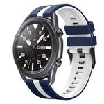 For Samsung Galaxy Watch3 45mm 22mm Two Color Sports Silicone Watch Band(Blue+White)