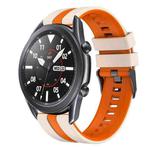 For Samsung Galaxy Watch3 45mm 22mm Two Color Sports Silicone Watch Band(Starlight+Orange)