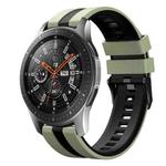 For Samsung Galaxy Watch 46mm 22mm Two Color Sports Silicone Watch Band(Light Green+Black)