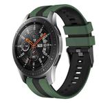 For Samsung Galaxy Watch 46mm 22mm Two Color Sports Silicone Watch Band(Olive Green+Black)