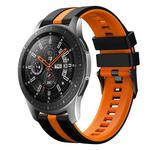 For Samsung Galaxy Watch 46mm 22mm Two Color Sports Silicone Watch Band(Black+Orange)