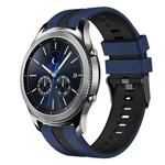 For Samsung Gear S3 Classic 22mm Two Color Sports Silicone Watch Band(Blue+Black)