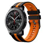 For Samsung Gear S3 Frontier 22mm Two Color Sports Silicone Watch Band(Black+Orange)