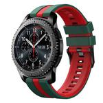 For Samsung Gear S3 Frontier 22mm Two Color Sports Silicone Watch Band(Green+Red)