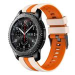 For Samsung Gear S3 Frontier 22mm Two Color Sports Silicone Watch Band(Starlight+Orange)