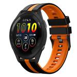 For Garmin Forerunner 265 22mm Two Color Sports Silicone Watch Band(Black+Orange)