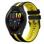 For Garmin Forerunner 265 22mm Two Color Sports Silicone Watch Band(Black+Yellow)