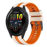 For Garmin Forerunner 265 22mm Two Color Sports Silicone Watch Band(Starlight+Orange)