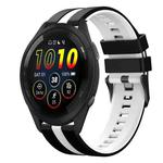 For Garmin Forerunner 265 Music 22mm Two Color Sports Silicone Watch Band(Black+White)