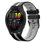 For Garmin Forerunner 265 Music 22mm Two Color Sports Silicone Watch Band(Black+Grey)