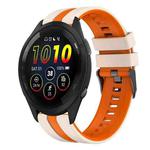 For Garmin Forerunner 265 Music 22mm Two Color Sports Silicone Watch Band(Starlight+Orange)