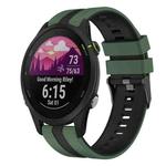 For Garmin Forerunner 255 Music 22mm Two Color Sports Silicone Watch Band(Olive Green+Black)