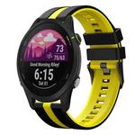For Garmin Forerunner 255 Music 22mm Two Color Sports Silicone Watch Band(Black+Yellow)