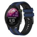 For Garmin Forerunner 255 Music 22mm Two Color Sports Silicone Watch Band(Blue+Black)