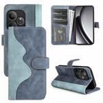 For Realme GT 6 5G Stitching Horizontal Flip Leather Phone Case(Blue)