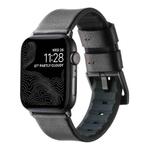 For Apple Watch Series 8 45mm Genuine Leather Hybrid Silicone Watch Band(Coffee Black Buckle)