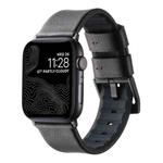 For Apple Watch SE 2022 44mm Genuine Leather Hybrid Silicone Watch Band(Coffee Black Buckle)