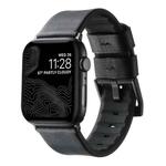 For Apple Watch SE 44mm Genuine Leather Hybrid Silicone Watch Band(Black + Black Buckle)