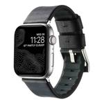 For Apple Watch Series 9 41mm Genuine Leather Hybrid Silicone Watch Band(Black Sliver Buckle)