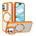 For iPhone 16 Plus Magsafe CD-grain Acrylic Hybrid TPU Phone Case(Orange)