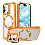 For iPhone 16 Magsafe CD-grain Acrylic Hybrid TPU Phone Case(Orange)