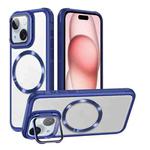 For iPhone 15 CD-grain Magsafe Acrylic Hybrid TPU Phone Case(Blue)