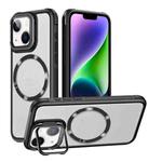 For iPhone 14 Plus Magsafe CD-grain Acrylic Hybrid TPU Phone Case(Black)