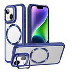 For iPhone 14 Magsafe CD-grain Acrylic Hybrid TPU Phone Case(Blue)