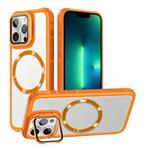 For iPhone 13 Pro Max Magsafe CD-grain Acrylic Hybrid TPU Phone Case(Orange)