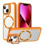 For iPhone 13 Magsafe CD-grain Acrylic Hybrid TPU Phone Case(Orange)