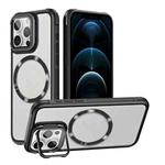 For iPhone 12 Pro Max Magsafe CD-grain Acrylic Hybrid TPU Phone Case(Black)