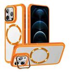 For iPhone 12 Pro Max CD-grain Magsafe Acrylic Hybrid TPU Phone Case(Orange)