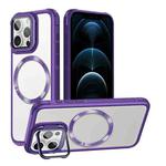 For iPhone 12 Pro Max Magsafe CD-grain Acrylic Hybrid TPU Phone Case(Purple)