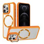 For iPhone 12 Pro Magsafe CD-grain Acrylic Hybrid TPU Phone Case(Orange)