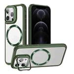 For iPhone 12 Pro Magsafe CD-grain Acrylic Hybrid TPU Phone Case(Green)