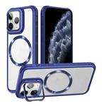 For iPhone 11 Pro Max Magsafe CD-grain Acrylic Hybrid TPU Phone Case(Blue)