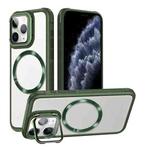 For iPhone 11 Pro Max Magsafe CD-grain Acrylic Hybrid TPU Phone Case(Green)