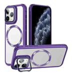 For iPhone 11 Pro Max Magsafe CD-grain Acrylic Hybrid TPU Phone Case(Purple)