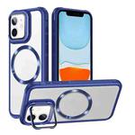 For iPhone 11 Magsafe CD-grain Acrylic Hybrid TPU Phone Case(Blue)