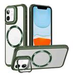 For iPhone 11 CD-grain Magsafe Acrylic Hybrid TPU Phone Case(Green)