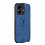 For Xiaomi Redmi Note 13R Deer Head Cloth Skin All-inclusive Phone Case(Blue)