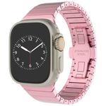 For Apple Watch Series 9 45mm One-bead Paint Alloy Butterfly Buckle Watch Band(Pink)