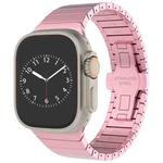 For Apple Watch SE 2022 44mm One-bead Paint Alloy Butterfly Buckle Watch Band(Pink)