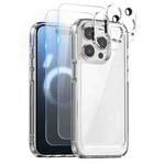 For iPhone 16 Pro NORTHJO 5 in 1 Clear Phone Case with 2pcs Screen Film + 2pcs Camera Lens Film