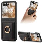 For Motorola Razr 50 Retro Skin-feel Ring Card Bag Phone Case(Black)