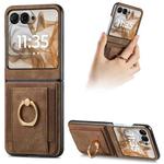 For Motorola Razr 50 Retro Skin-feel Ring Card Bag Phone Case(Brown)