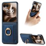 For Motorola Razr 60 Retro Skin-feel Ring Card Bag Phone Case(Blue)