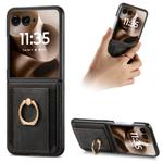 For Motorola Razr 60 Ultra Retro Skin-feel Ring Card Bag Phone Case(Black)