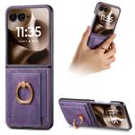For Motorola Razr 60 Ultra Retro Skin-feel Ring Card Bag Phone Case(Purple)