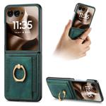 For Motorola Razr 60 Ultra Retro Skin-feel Ring Card Bag Phone Case(Green)
